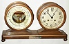Chelsea Clock Co., Boston, Mass., Desk Set, bronze French barometer and 8 day ship's bells clock, 6" dials,1911