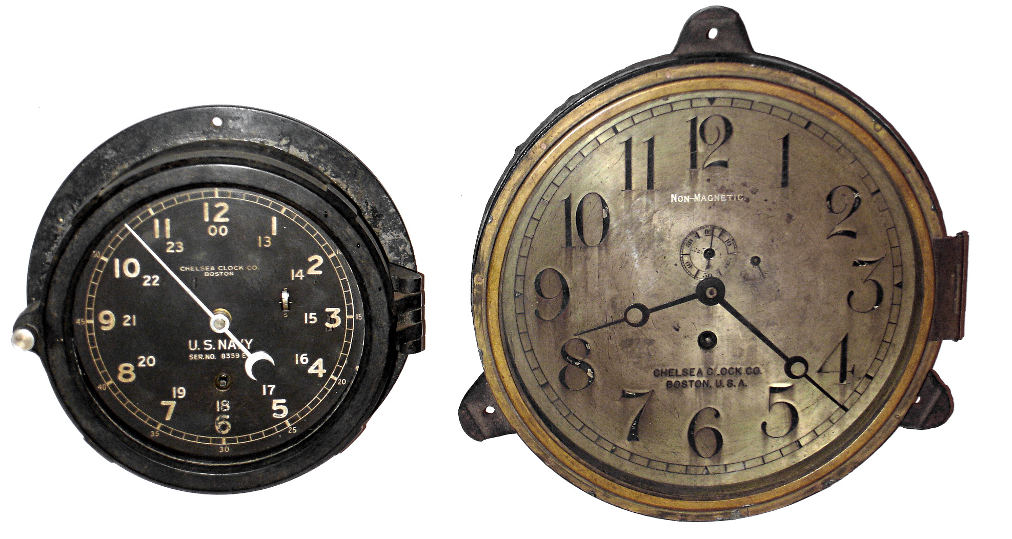 Clocks- 2 (Two) Chelsea Clock Co. 8 day marine timepieces, 1913 and 1942 — Antique Clocks Price Guide