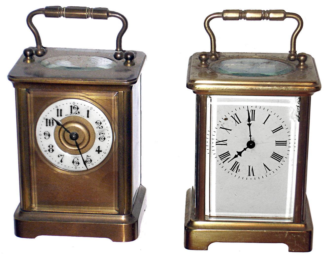 Clocks- 2 (Two) French brass and glass time only 8 day carriage clocks, c1900 — Antique Clocks Price Guide