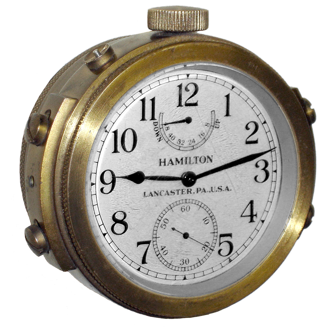 Hamilton Watch Co., Lancaster, PA, model 22 U.S. Navy deck watch, 21 jewels, head only, 1942 — Antique Clocks Price Guide