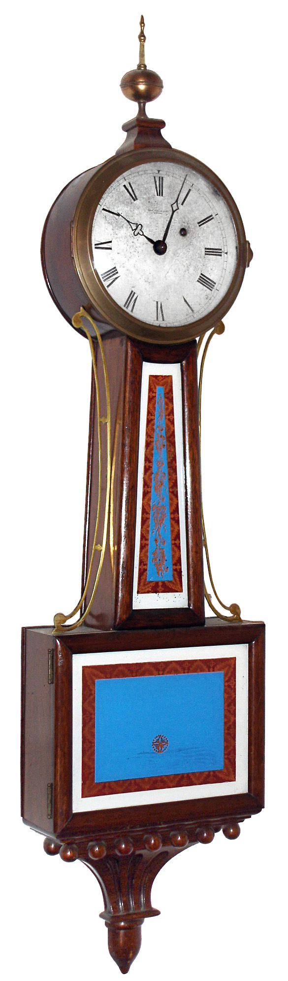 Chelsea Clock Co., Boston, Mass., private label for Black, Starr and Frost, New York, 8 day grained wood weight driven  banjo clock, 1903 — Antique Clocks Price Guide