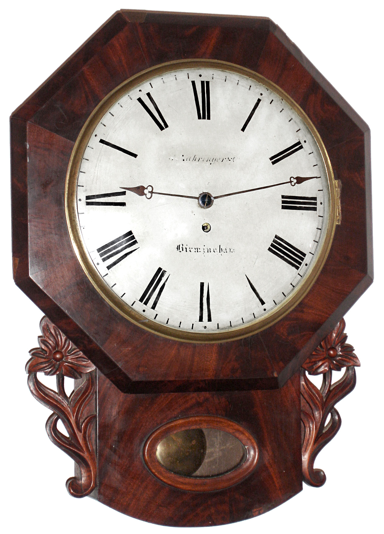 Zahringer, Birmingham, mahogany 8 day single fusee English wall clock, c1860 — Antique Clocks Price Guide