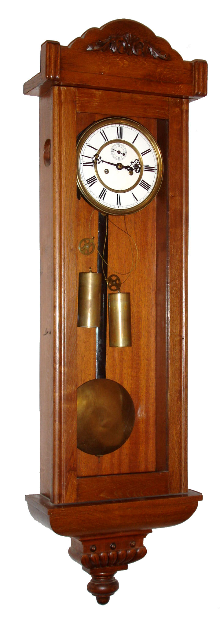 German 2 weight 8 day hardwood Vienna regulator, c1910 — Antique Clocks Price Guide