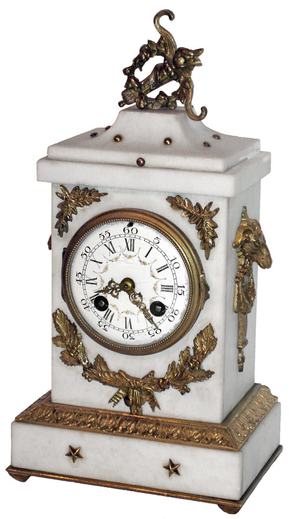 French white marble and bronze, 8 day, time and strike, mantel clock, c1905 — Antique Clocks Price Guide
