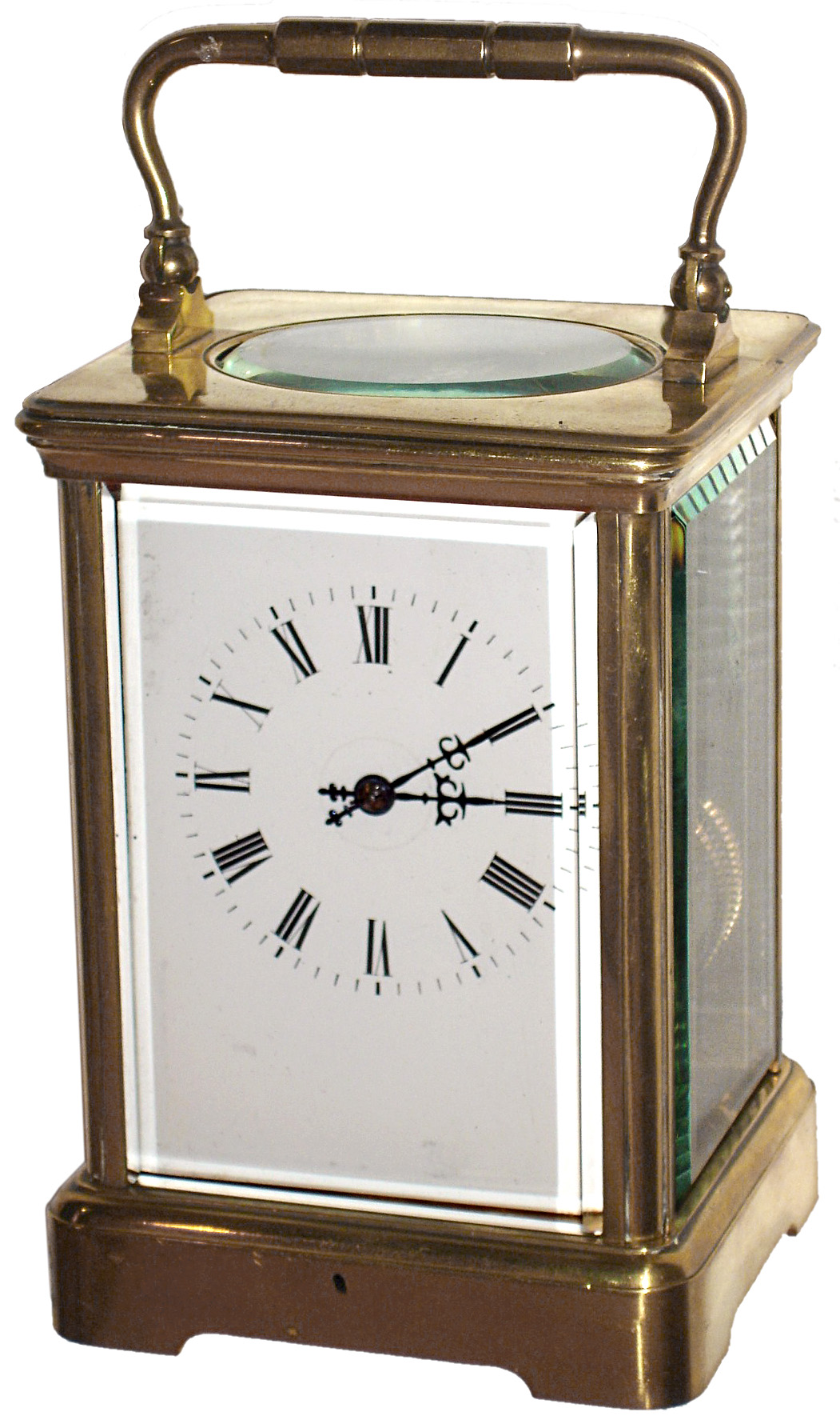 French brass and glass, 8 day, time and strike, carriage clock, c1900 — Antique Clocks Price Guide