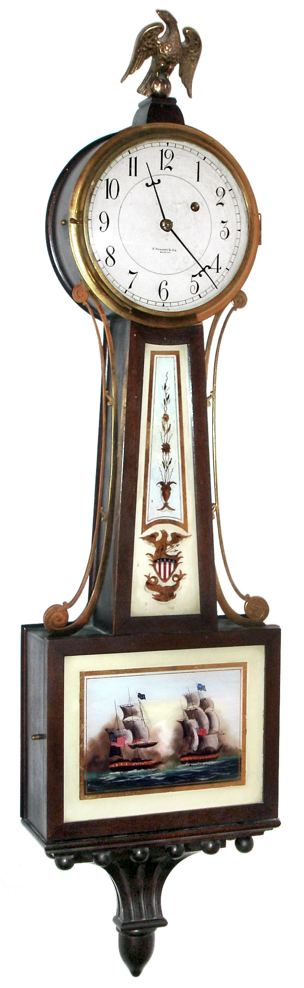 E. Howard and Co., Boston, Mass., 8 day, mahogany presentation banjo or Patent timepiece, c1925 — Antique Clocks Price Guide
