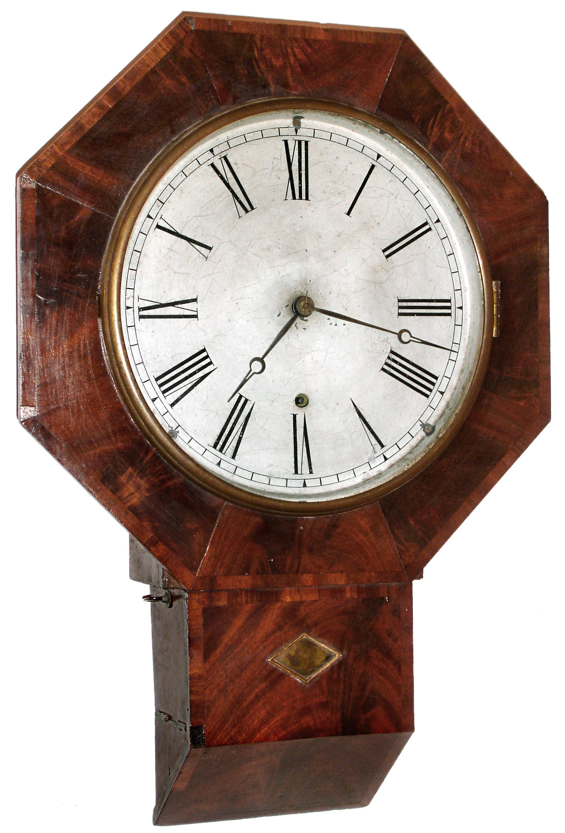 Chauncey Jerome, New Haven, Conn., 8 day, mahogany veneered wall fusee timepiece, c1850 — Antique Clocks Price Guide