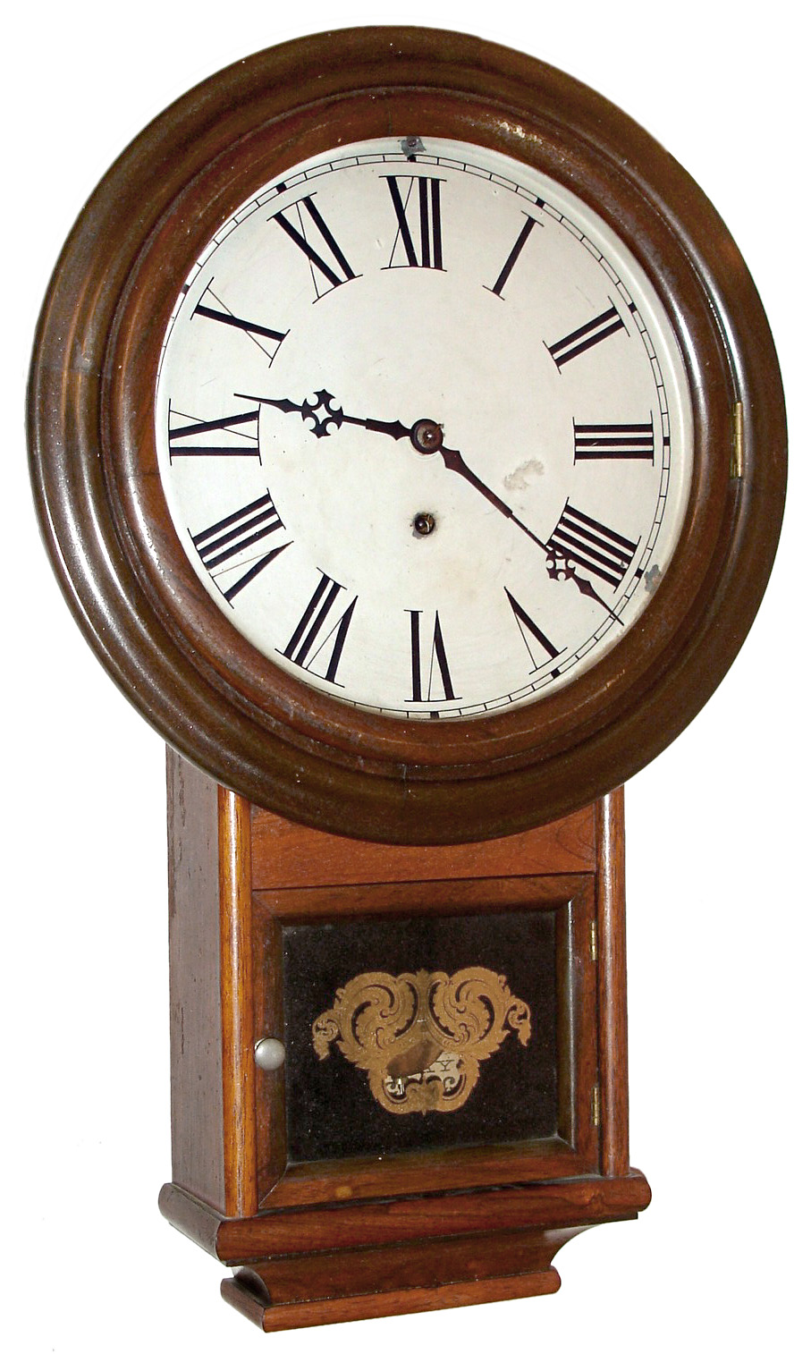 Welch, Spring and Co., Forestville, Conn., 8 day, "Round Top Drop Regulator", wall timepiece, c1878. — Antique Clocks Price Guide