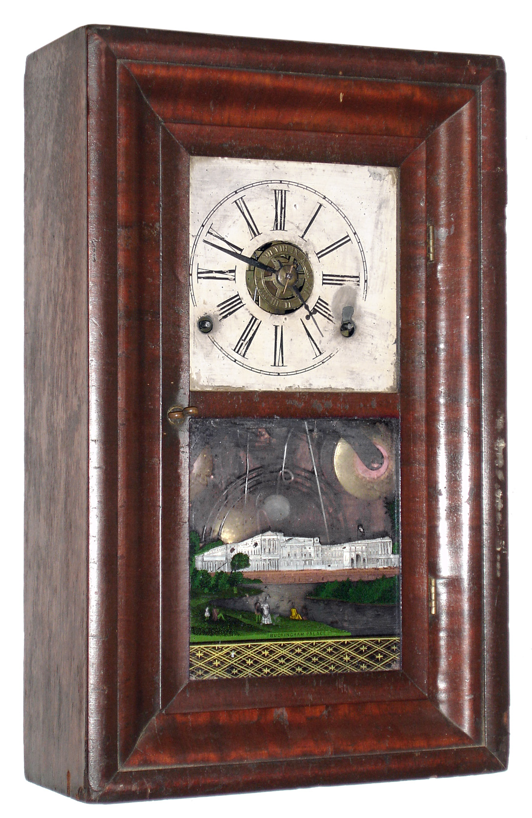 Smith and Goodrich, Bristol, Conn., 30 hour, time and strike, /alarm fusee miniature OG shelf clock, c1850. — Antique Clocks Price Guide