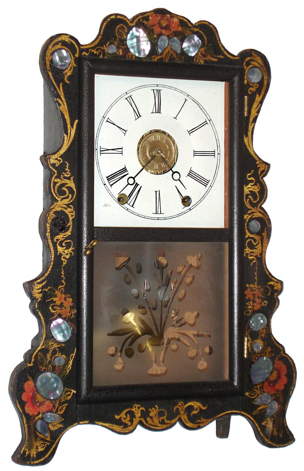 E. and A. Ingraham, Bristol, Conn., 8 day, time and strike shelf clock, c1852. — Antique Clocks Price Guide