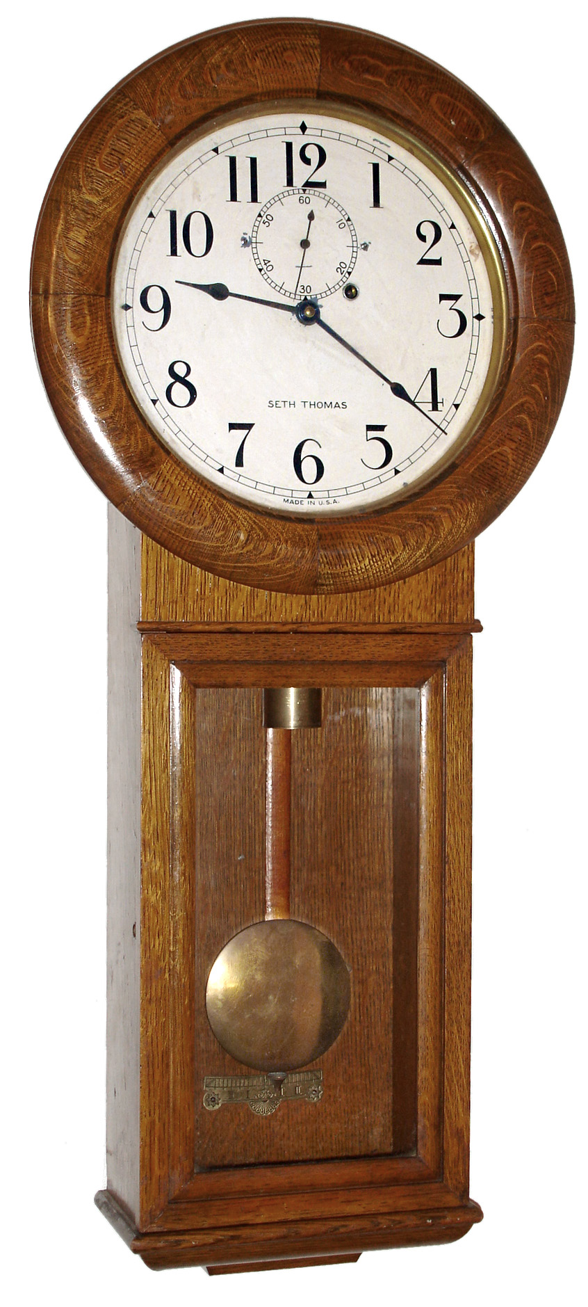 Seth Thomas Clock Co., Thomaston, Conn., "Regulator No. 2", 8 day, wall timepiece, c1922. — Antique Clocks Price Guide