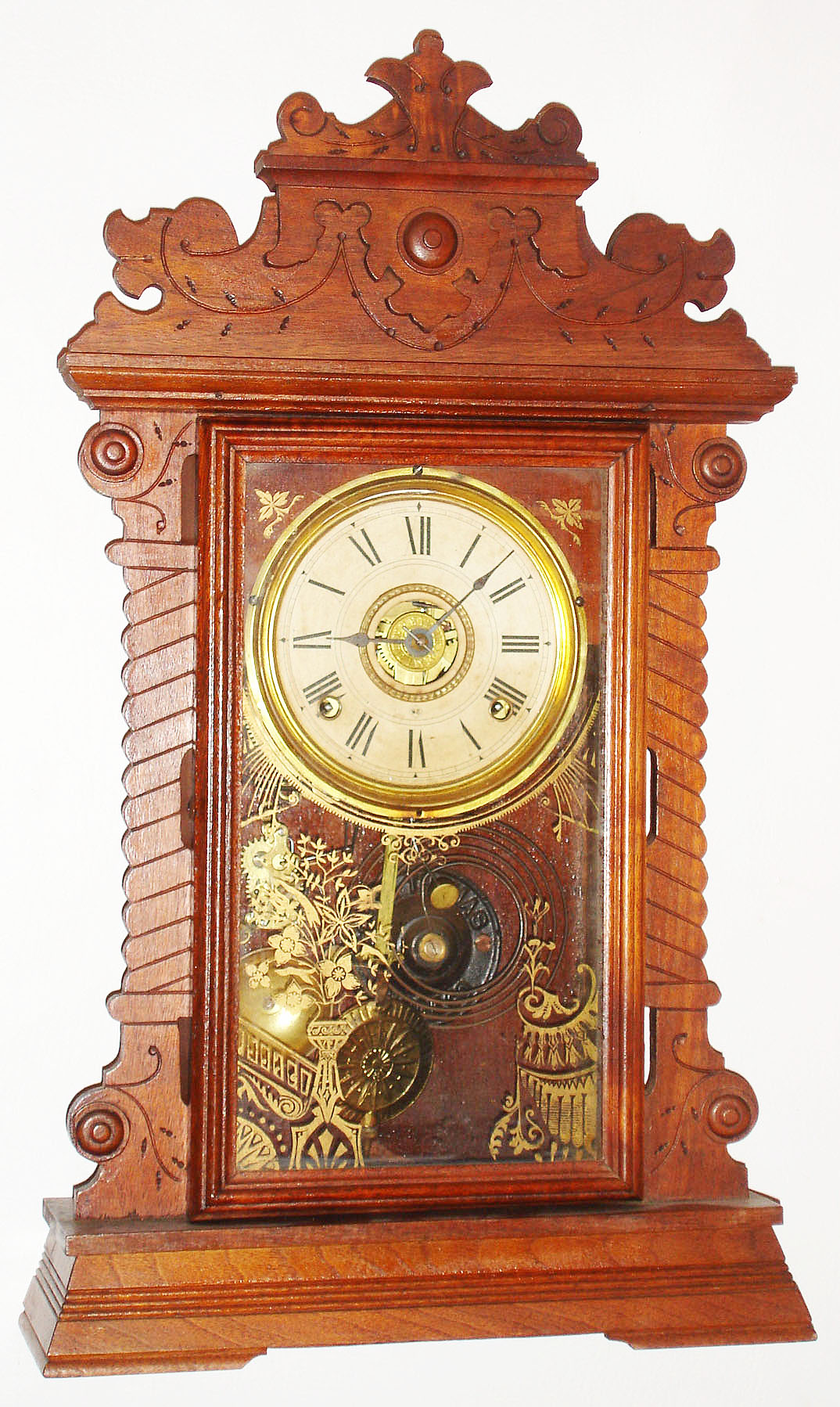 Seth Thomas Clock Co., Thomaston, Conn., "College New York", 8 day, time and strike/alarm mantel clock, c1900 — Antique Clocks Price Guide