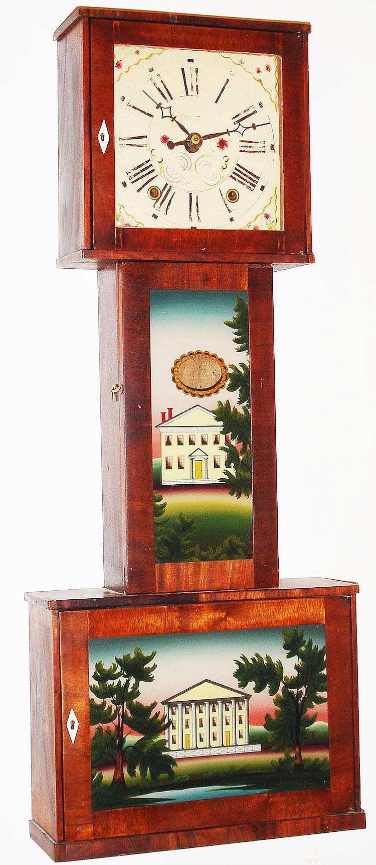 Unknown maker, "Connecticut Banjo", 30 hour, 2-weight, wooden works time and strike banjo, c.1825 — Antique Clocks Price Guide