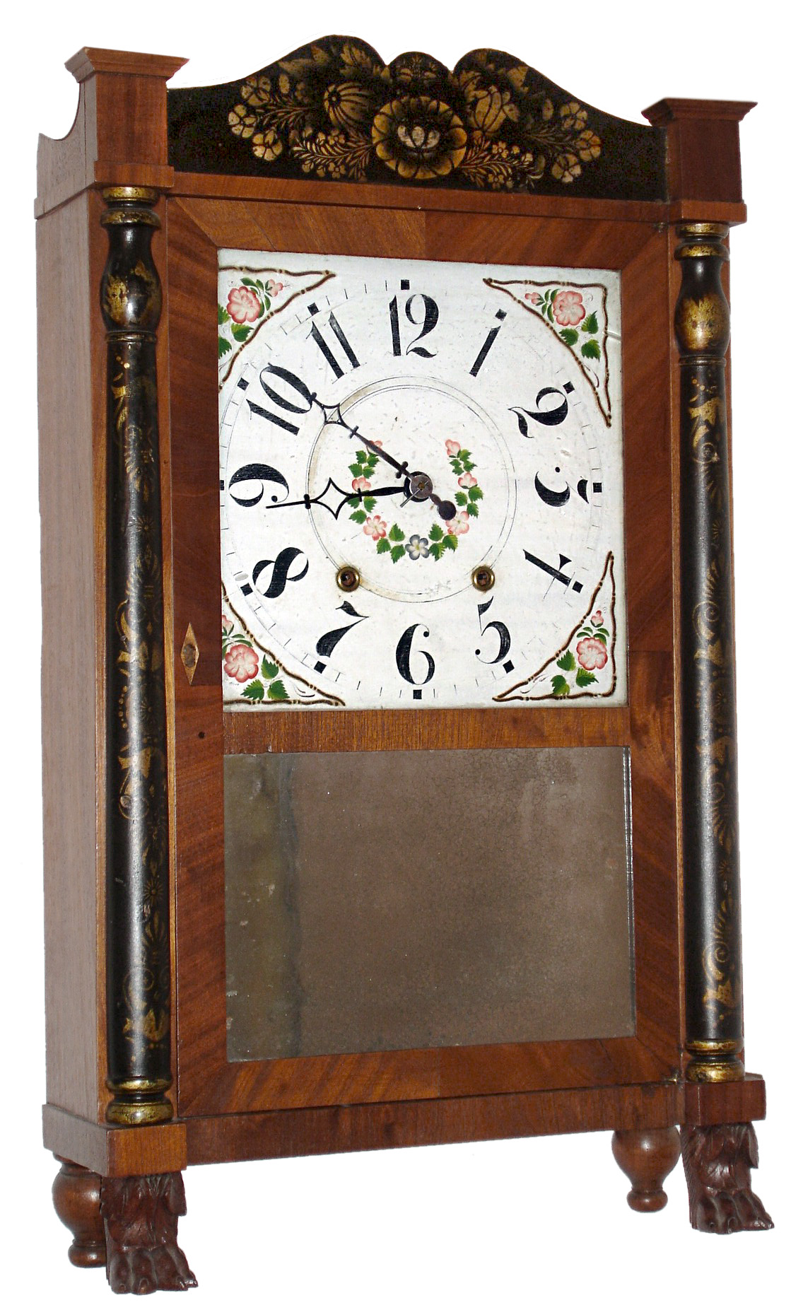 Riley Whiting, Winchester, Conn., 30 hour, time and strike, wood movement half column and splat shelf clock, c1830 — Antique Clocks Price Guide
