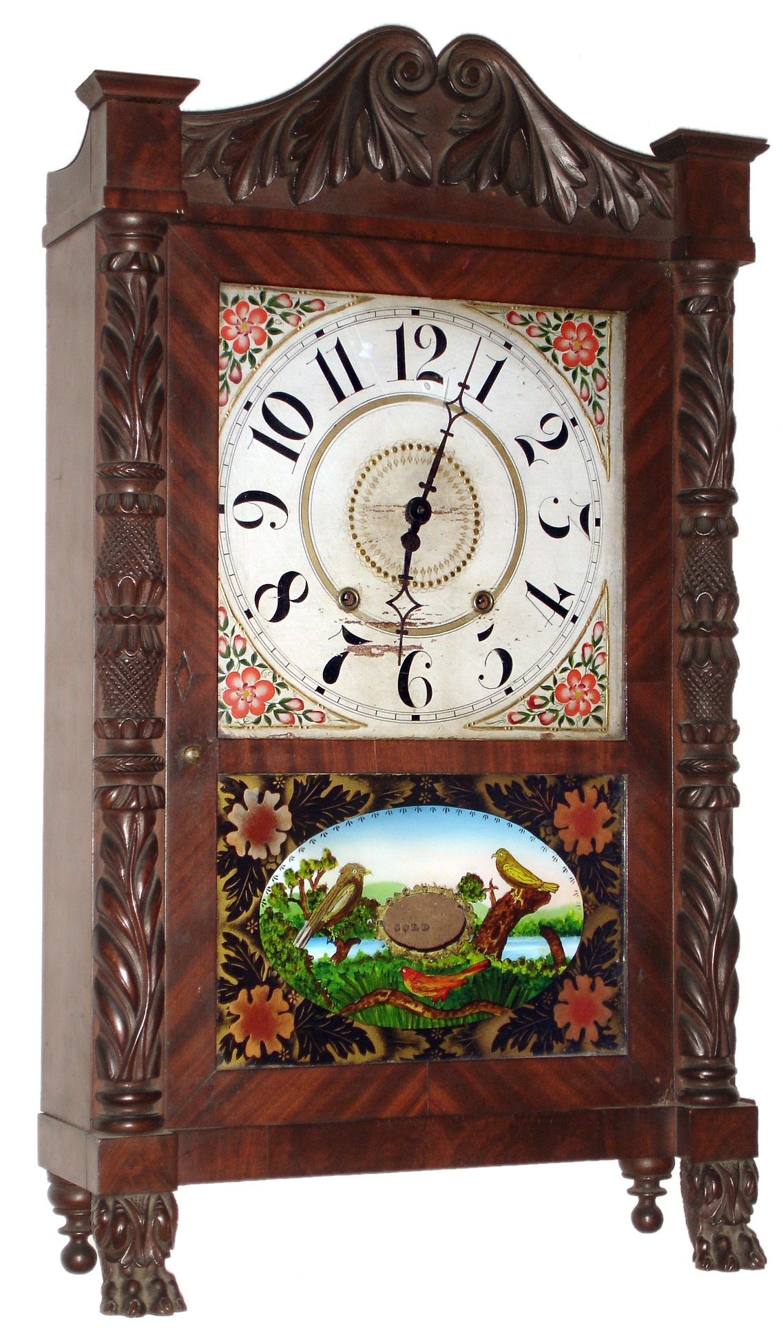 Ephraim Downs, Bristol, Conn., 30 hour, wood movement shelf clock, c1830 — Antique Clocks Price Guide