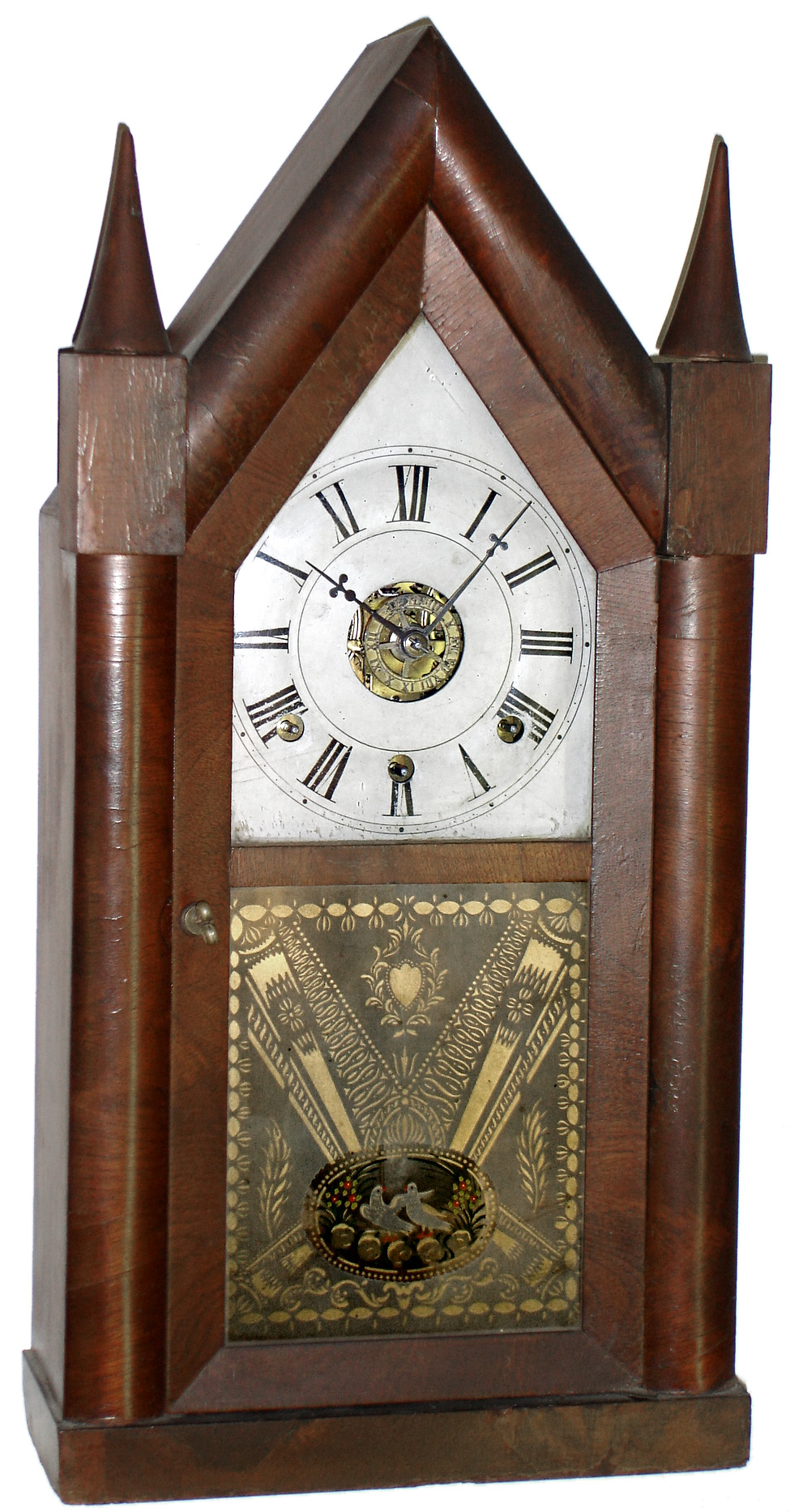 Chauncey Boardman, Bristol, Conn., mahogany triple fusee 30 hour steeple clock, c1850 — Antique Clocks Price Guide