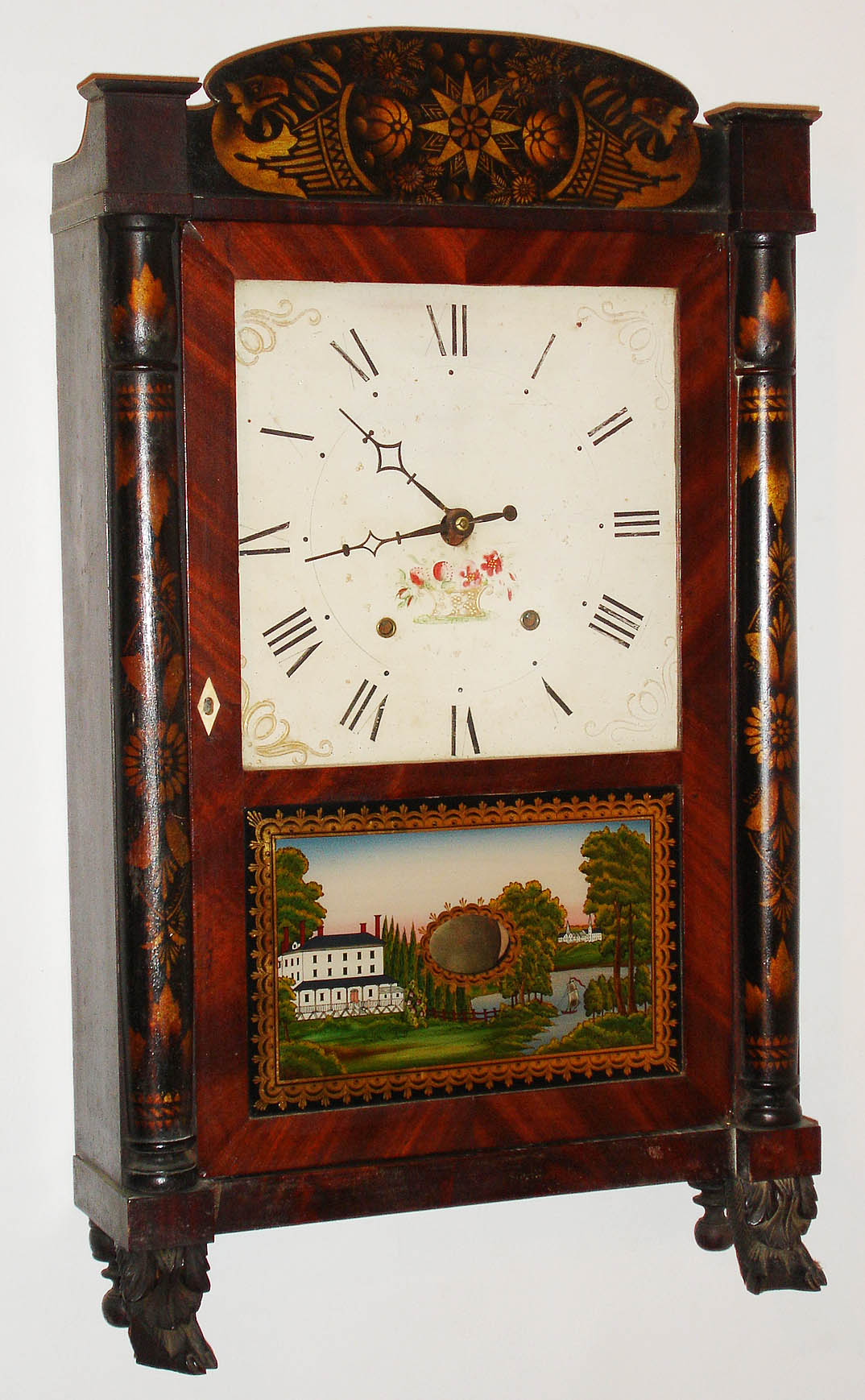 Seth Thomas, 30 hour, time and strike, wood movement half column and splat shelf clock, c1830. — Antique Clocks Price Guide