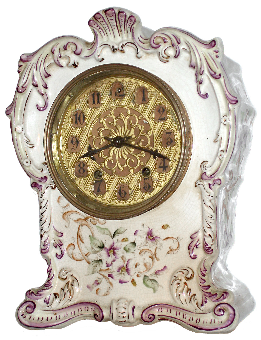 Waterbury Clock Co., Waterbury, Conn., "Parlor No. 80", 8 day, time and strike, porcelain mantel clock, c1899 — Antique Clocks Price Guide