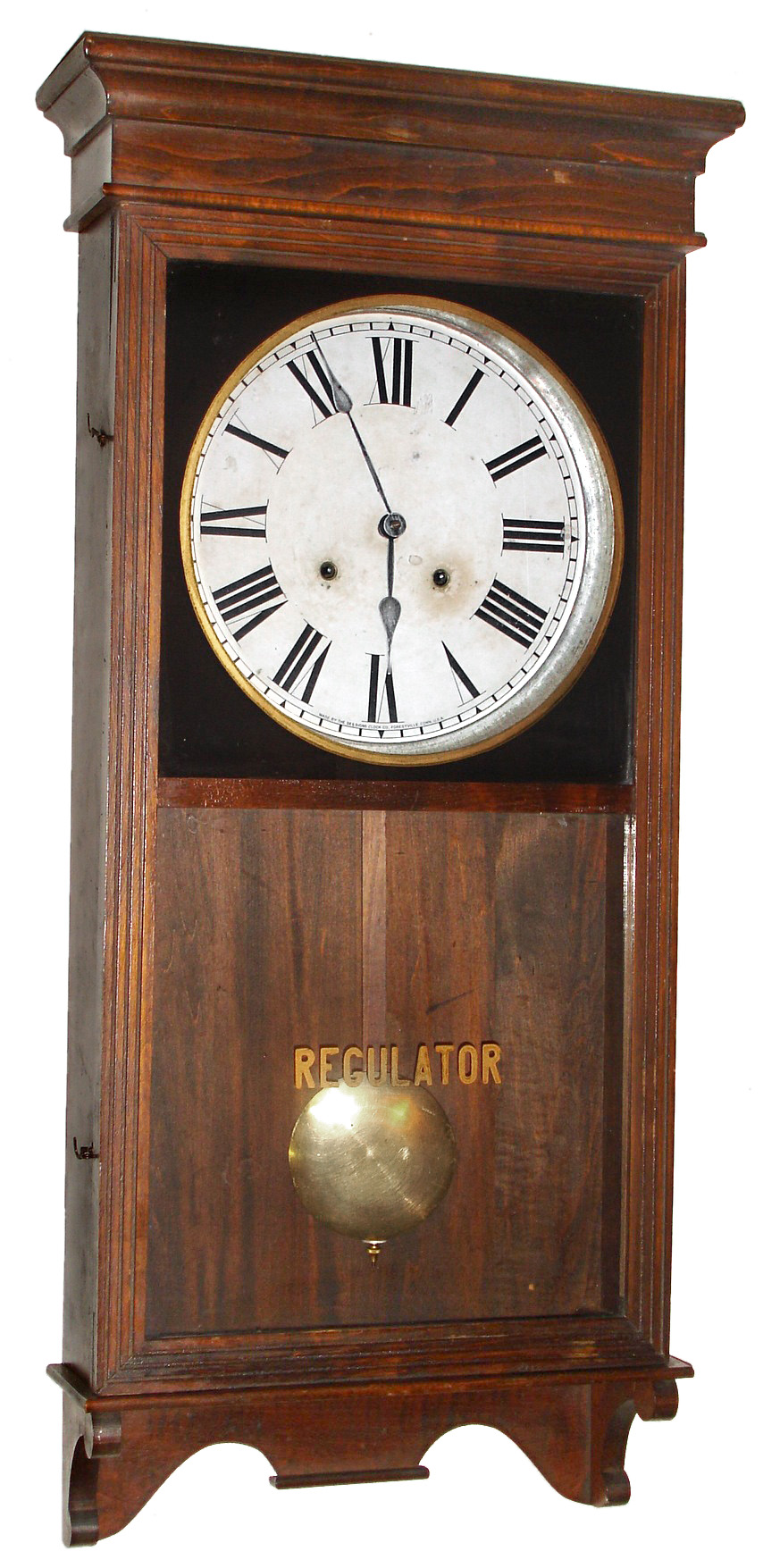 Sessions Clock Co., Forestville, Conn., "Regulator No. 4" mahogany finish, 8 day, time and strike, wall clock, c1912 — Antique Clocks Price Guide