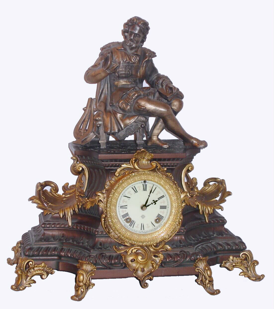 Ansonia Clock Co., New York, NY, "UNDINE" figural clock with "ARION" statue, c1890 — Antique Clocks Price Guide