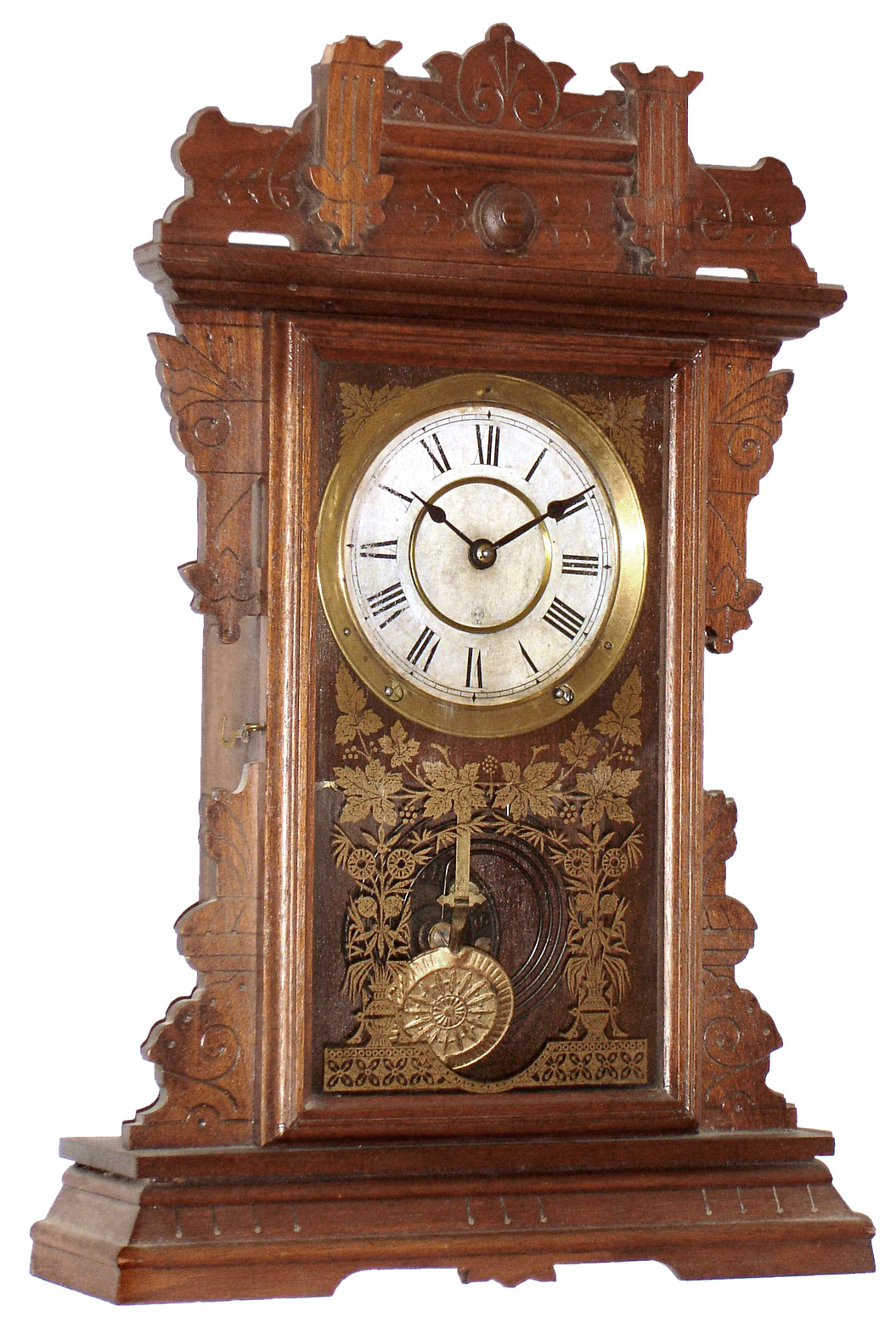Seth Thomas Clock Co., Thomaston, Conn., "Midland", 8 day, time and strike, walnut city clock, c1893 — Antique Clocks Price Guide