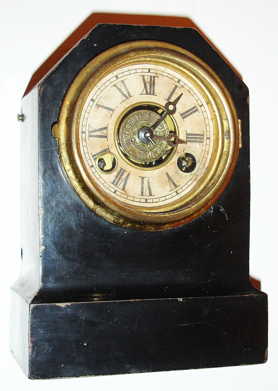 Bradley and Hubbard Mfg. Co., West Meriden, Conn., 30 hour, time/alarm iron case mantel clock, c1865 — Antique Clocks Price Guide
