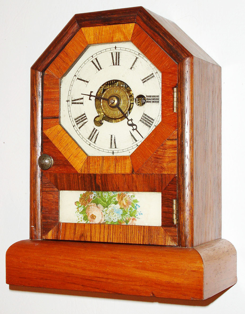 Seth Thomas Clock Co., Thomaston, Conn., "Cottage E", 30 hour, time/alarm with an E-type movement timepiece, c1865 — Antique Clocks Price Guide