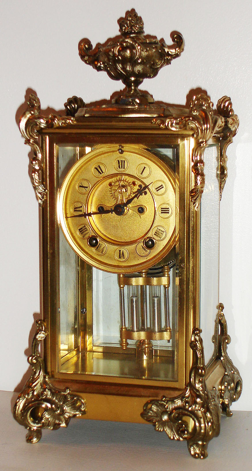 Ansonia Clock Co., New York, NY, "Marquis", 8 day, time and strike crystal regulator mantel clock, c1904 — Antique Clocks Price Guide