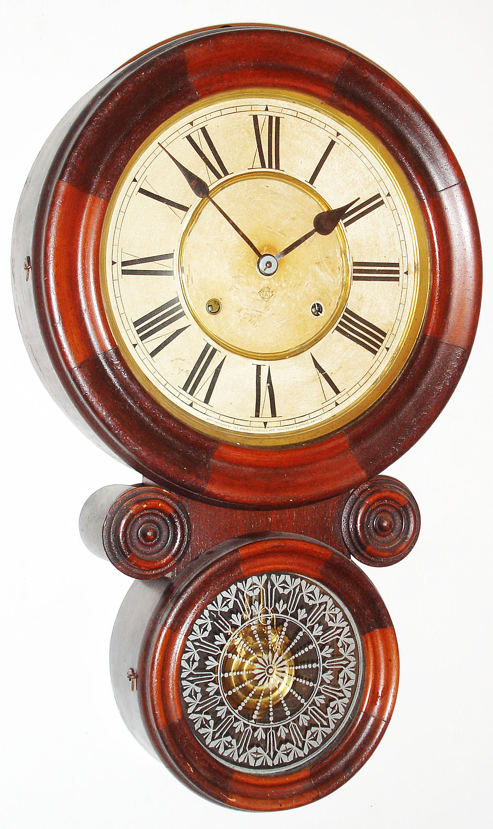 Ansonia Clock Co., New York, NY, "10-Inch Kobe", 8 day, time and strike wall clock, c1901 — Antique Clocks Price Guide