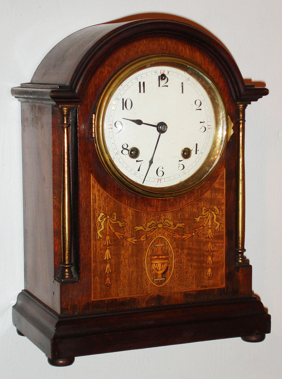 Ansonia Clock Co., New York, NY, 8 day, time and strike cabinet model mantel clock.  We could not find this particular model in the catalog, c1914 — Antique Clocks Price Guide