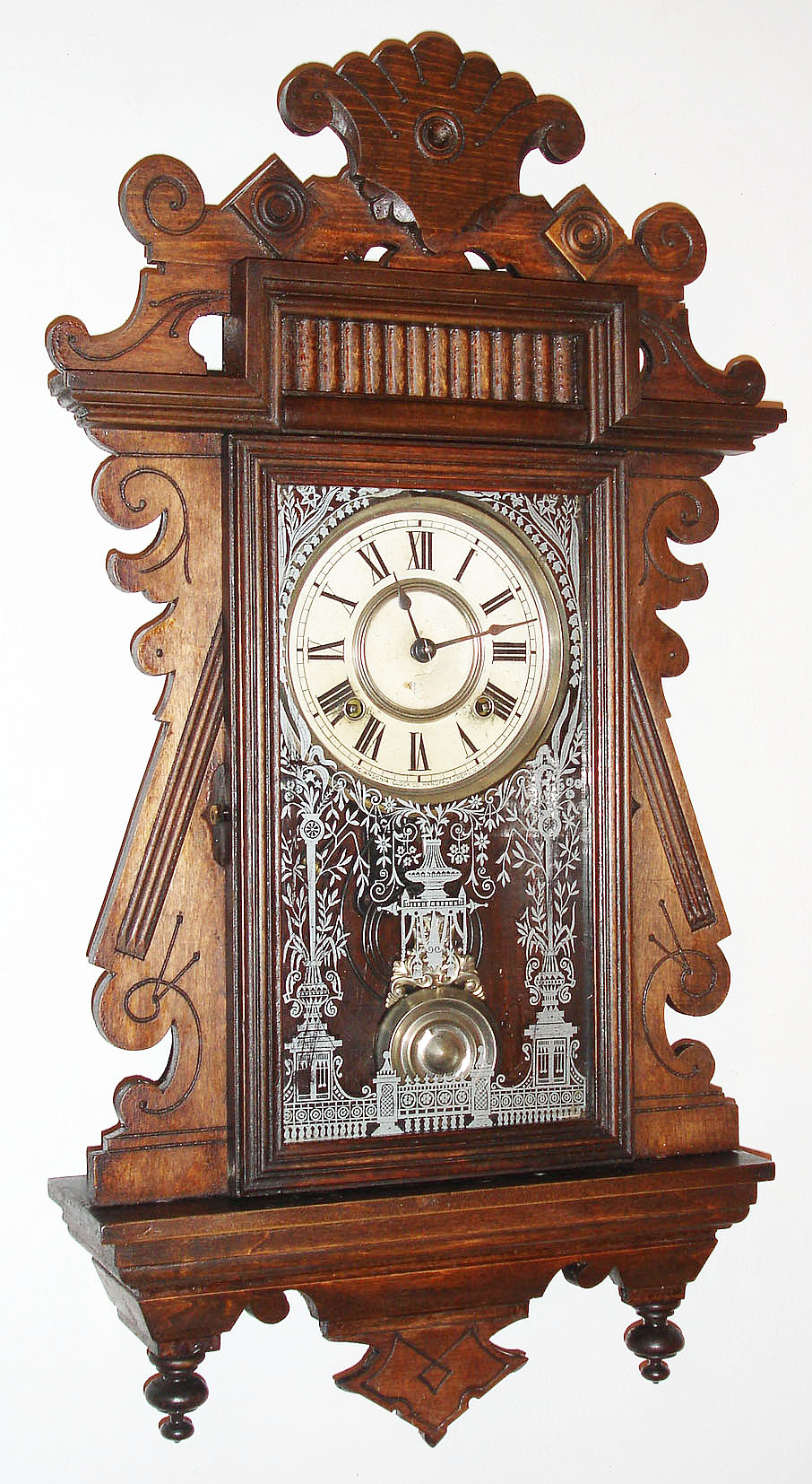 Ansonia Clock Co., New York, NY, "Trinidad", 8 day, time and strike hanging wall clock, c1904 — Antique Clocks Price Guide