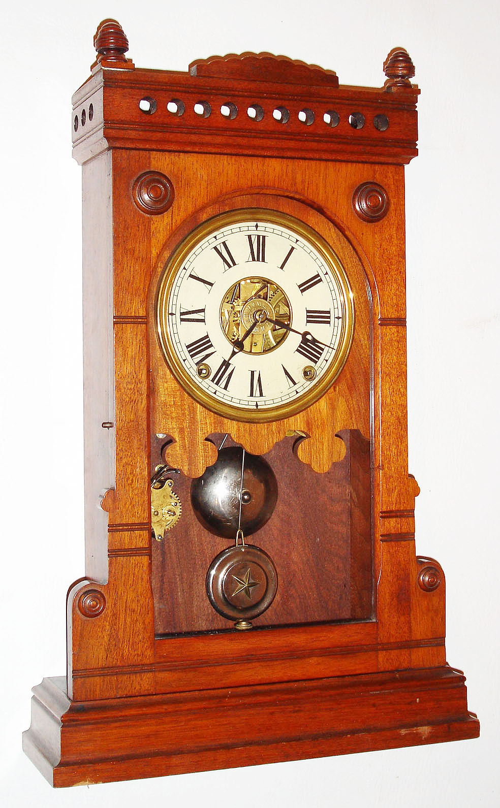 Seth Thomas Clock Co., Thomaston, Conn., "Boston", 8 day, time and strike city series walnut mantel clock, c1884 — Antique Clocks Price Guide