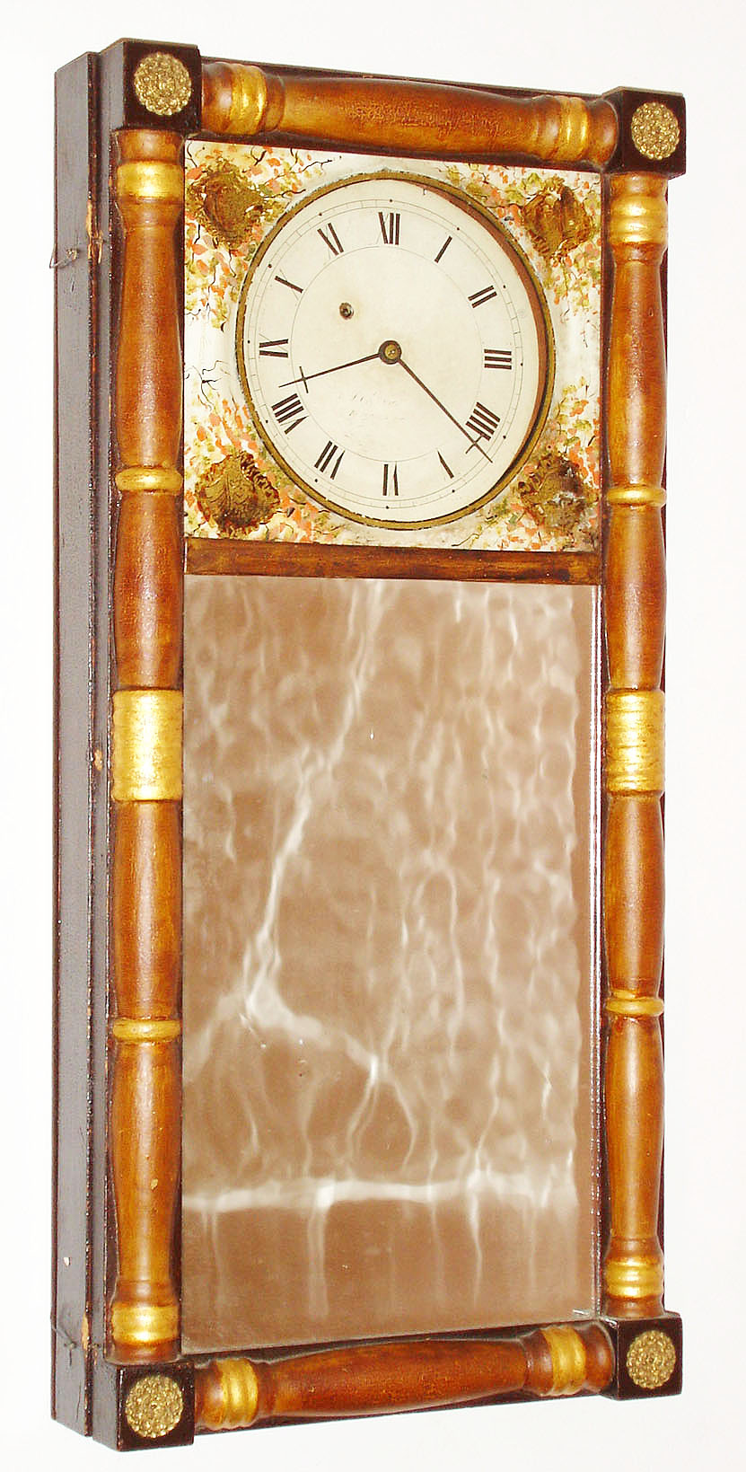 Joseph Chadwick, Boscawen, NH, 8 day, mirror timepiece.  Movement stamped no. 3, c1825 — Antique Clocks Price Guide