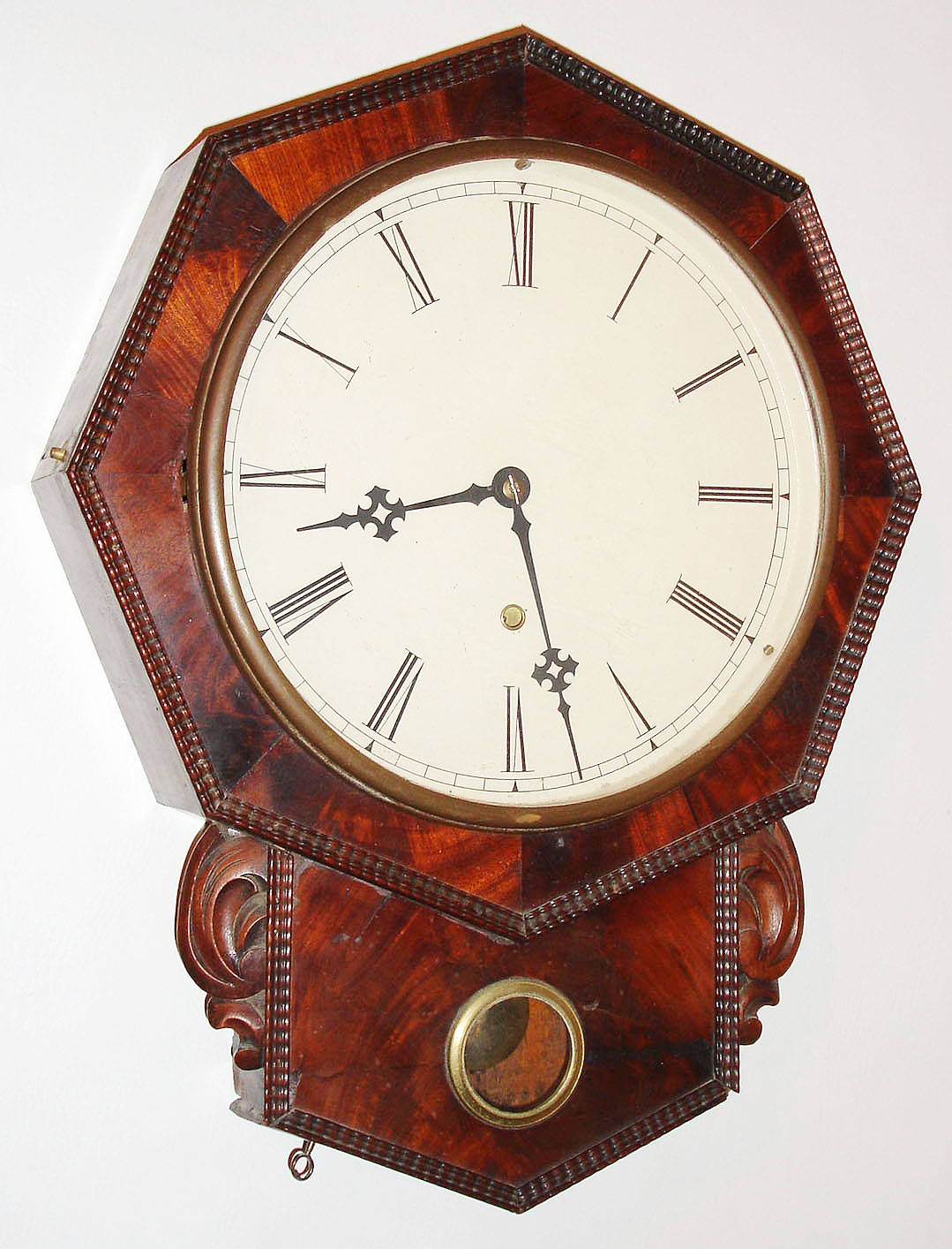 Chauncey Jerome, 8 day, drop octagon ripple molding wall timepiece, c1845 — Antique Clocks Price Guide
