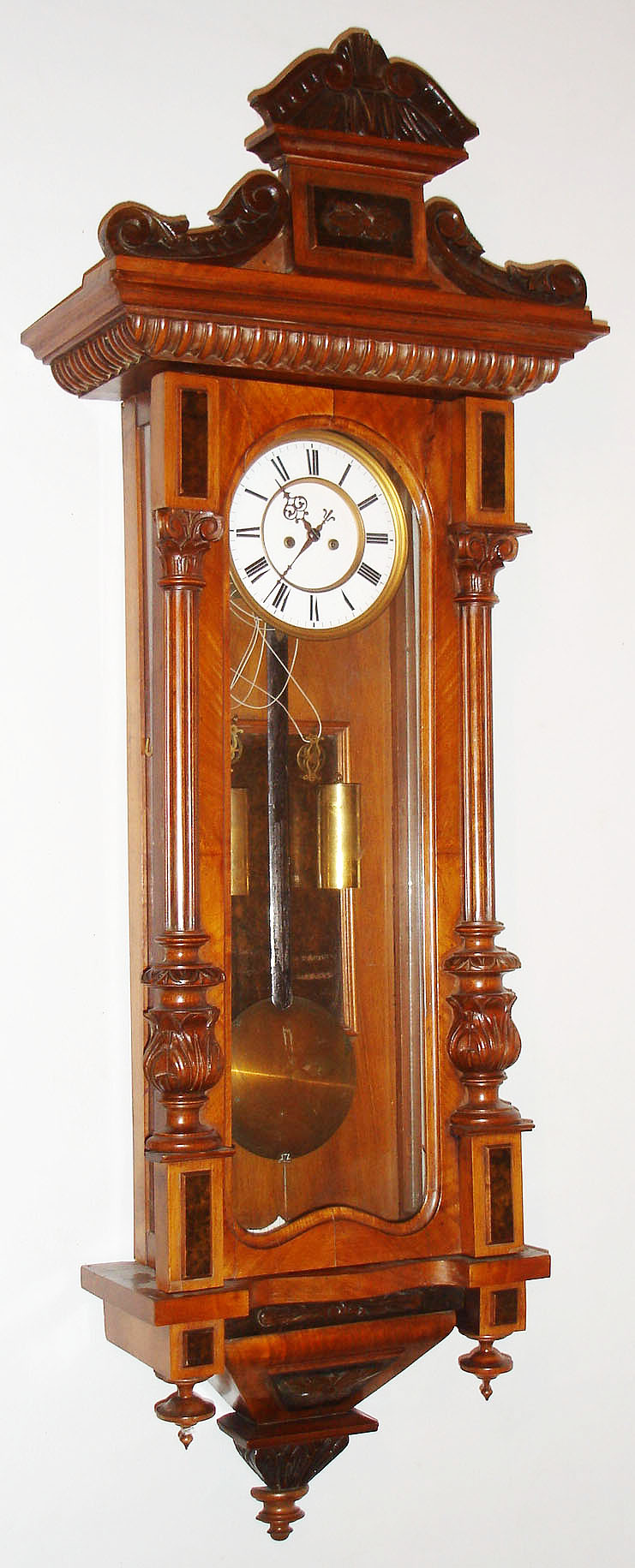 Remember, Germany, walnut, 8 day, time and strike, weight driven Vienna regulator, c1900 — Antique Clocks Price Guide
