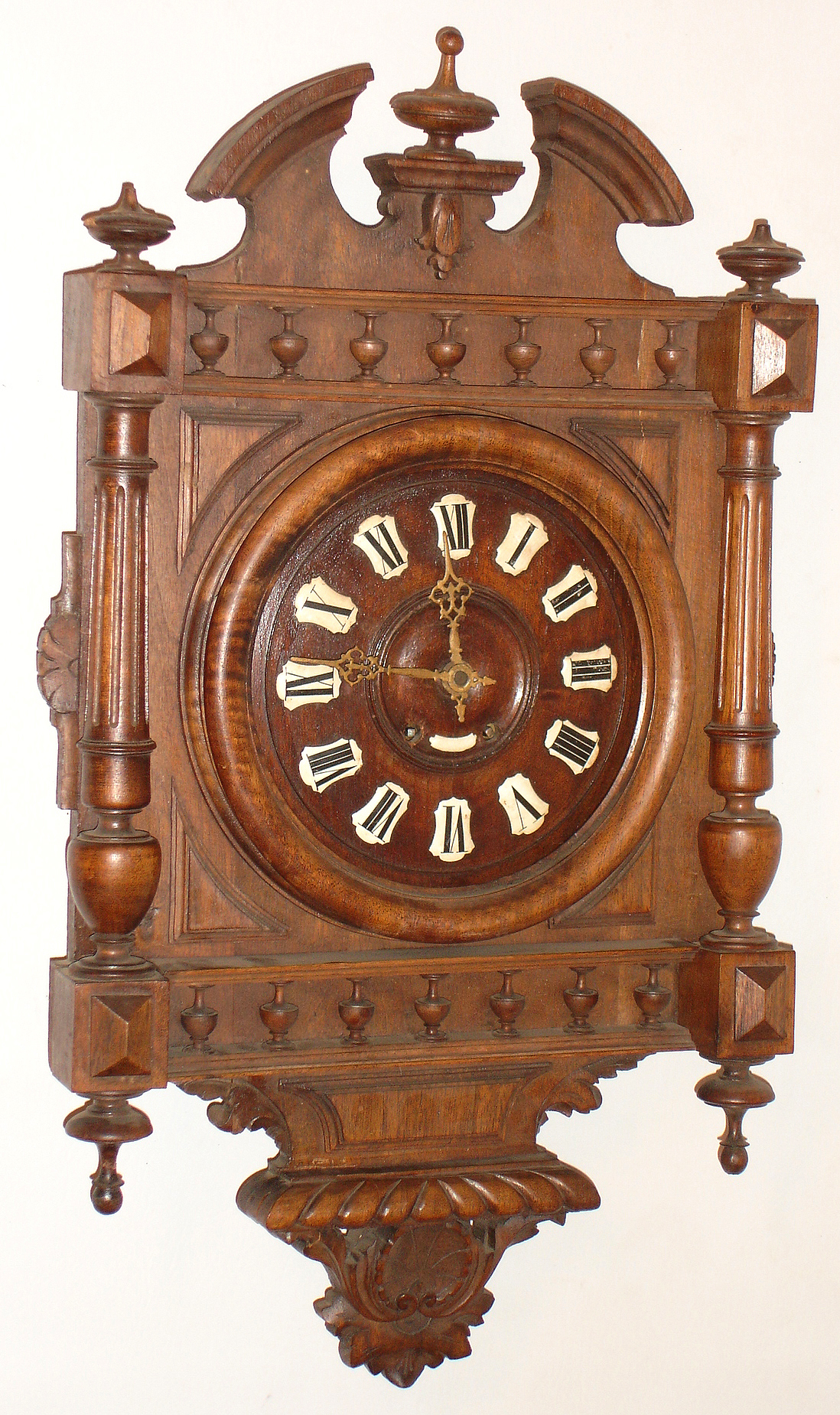 French walnut, 8 day, time and strike, wall clock, c1880 — Antique Clocks Price Guide