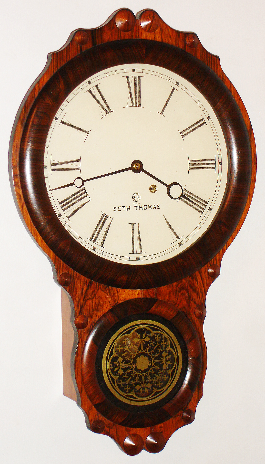 Seth Thomas Clock Co., Thomaston, Conn., "Office No. 1" rosewood, 8 day, time only, wall clock, c1879 — Antique Clocks Price Guide