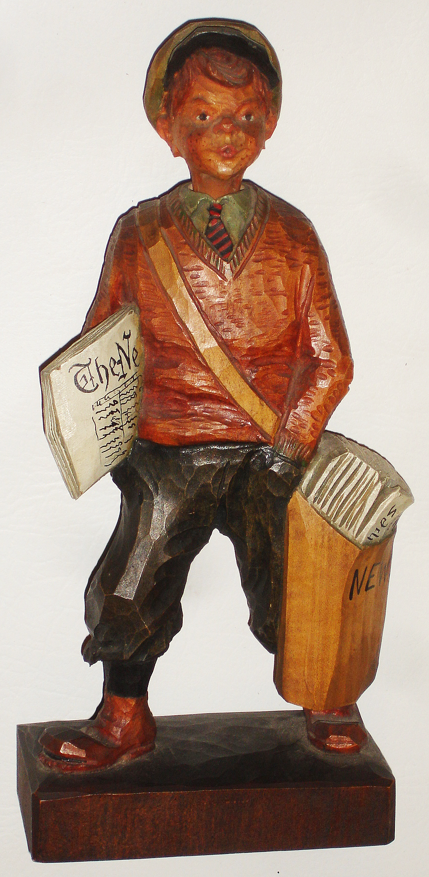 German paper boy carved and painted wood whistler, c1930 — Antique Clocks Price Guide