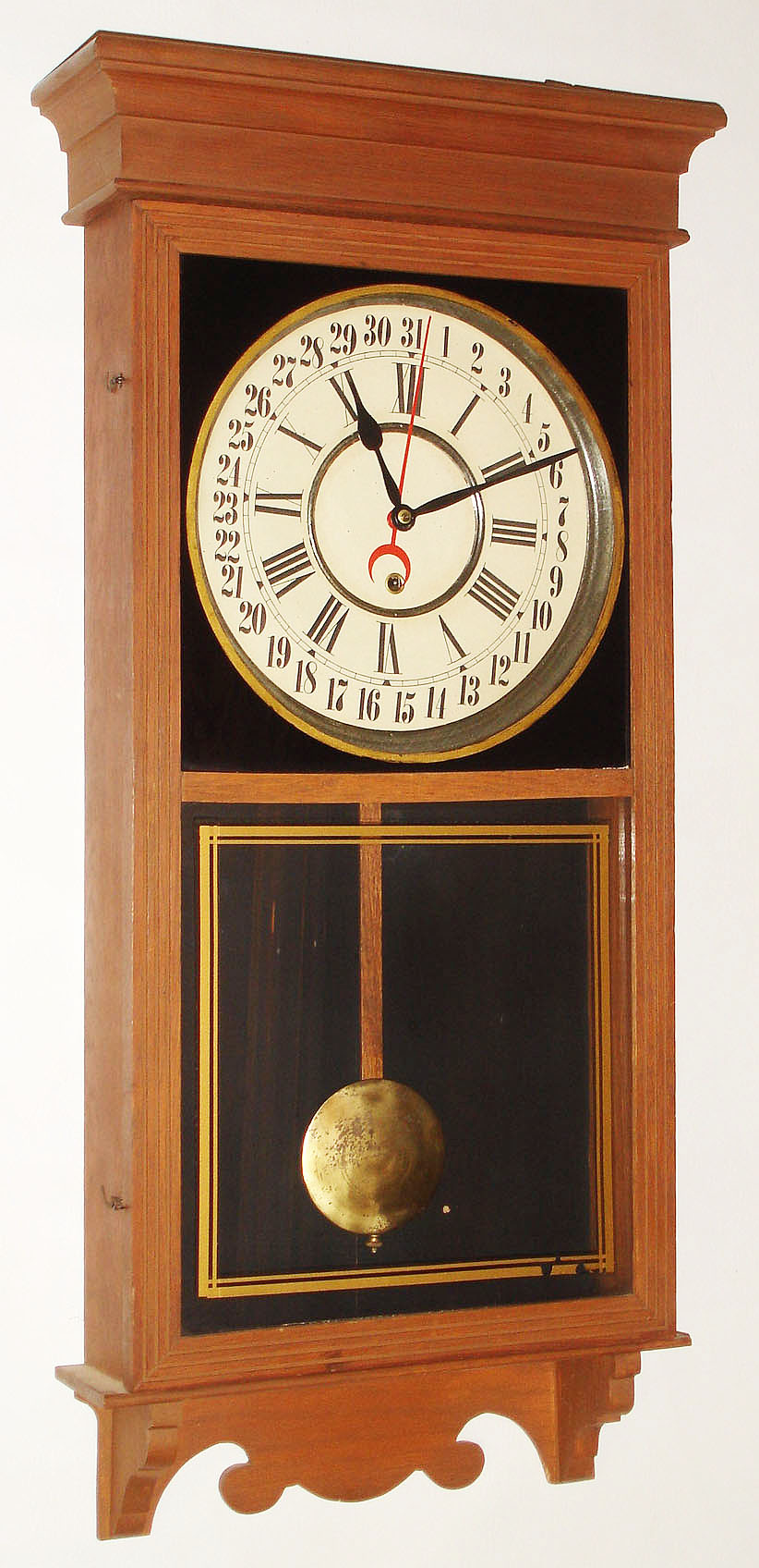 Clocks- 3 (Three): Seth Thomas mahogany round top, 8 day, time and strike, mantel clock; New Haven stained wood, 8 day, time and strike, mantel clock; Sessions oak 8 day time and calendar store regulator; early 20th century — Antique Clocks Price Guide