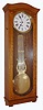 Waterbury Clock Co., Waterbury, Conn., regulator wall clock, 8 day, time only movement with grid iron pendulum now in Standard Electric oak wall case with sweep second's hand movement, c1890