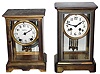 Clocks- 2 (Two) brass and glass, 8 day, time and strike, crystal regulators: French Japy Freres with mercury pendulum; Seth Thomas Clock Co., Thomaston, Conn., "Orchid No. 2" with simulated mercury pendulum; c1900