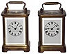 Clocks- 2 (Two) Waterbury Clock Co. "Sage" 8 day brass and glass repeating carriage clocks, c1906