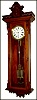New Haven Clock Co., New Haven, Conn., "Regulator No. 2" wall clock, 8 day, time only, weight driven Swiss pinwheel deadbeat movement with sweep seconds and mercury pendulum in walnut case with burled walnut highlights and white enamel dial, c1886