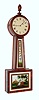 Massachusetts banjo wall clock, 8 day, time only, weight driven movement in a mahogany veneer case with painted throat and lower tablets and painted metal dial, c1840