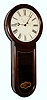 Hatch type, North Attleboro, Mass., "Keyhole Regulator" wall clock, 8 day, time only, weight driven wall clock in a rosewood grain painted case with reverse painted tablet and painted metal dial, c1870