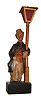 Karl Griesbaum, Germany, "Whistler", painted wood figure of hobo leaning on lamppost with bottle of spirits in pocket, spring driven movement and bellows playing "For He's a Jolly Good Fellow", c1925