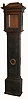 Tall clock case only, English made of pine with bell top hood inset with round glass in trunk door with spear point strap hinges, c1740