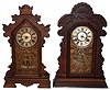 Clocks- 2 (Two) Ansonia Clock Co., 8 day, time and strike, wood gingerbread shelf clocks, c1885