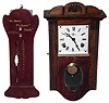 Clocks- 2 (Two) 8 day wood wall clocks: Horolovar Co, New York reproduction "Dickory Dickory Dock" mouse clock, bell on the hour, c1970; Japanese time and strike box clock, c1920