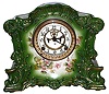 Ansonia Clock Co., New York, NY, "Romance", 8 day, time and strike, porcelain mantel clock with visible escapement, c1901